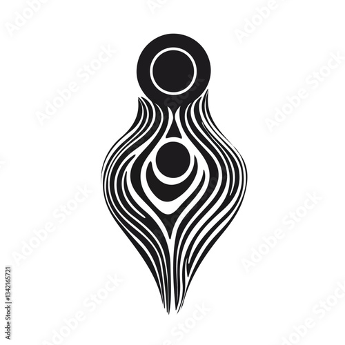 Black and white minimalist soul symbol – perfect for tattoos, logos, and vector designs. Isolated on a white background.