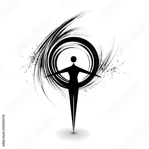 Black and white minimalist soul journey symbol – perfect for tattoos, logos, and vector designs. Isolated on a white background.