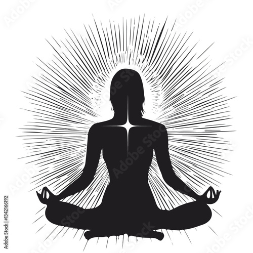 Black and white minimalist spiritual awakening symbol – perfect for tattoos, logos, and vector designs. Isolated on a white background.