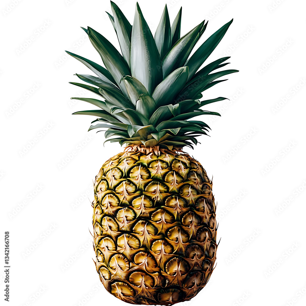 Fototapeta premium Fruit, Pineapple, Art, Printable Image, with White Background, for Stickers, T-Shirt Printing, Cap, Mug, Flip Flops, Mousepad