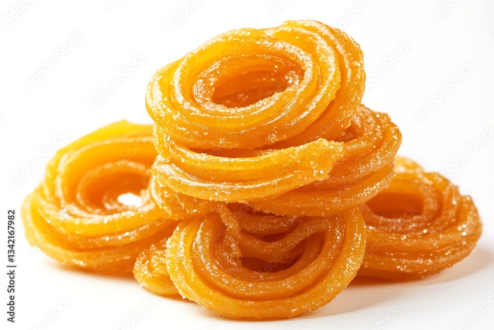 Fototapeta premium a stack of jalebi sweets against a white background