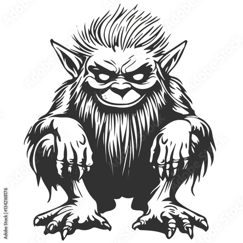 Black and white minimalist Troll symbol – perfect for tattoos, logos, and vector designs. Isolated on a white background.

