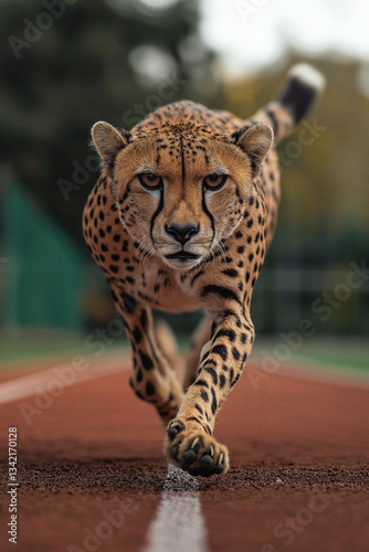 Cheetah on Running Track ready to Sprint