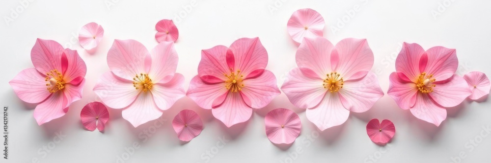 Delicate flower petals unfolding on a white canvas, nature, flowers, blossoms Delicate flower petals unfolding on a white canvas, nature, flowers, blossoms
