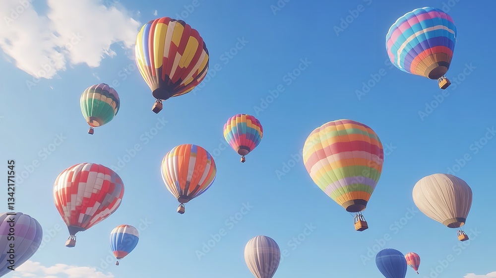 Fototapeta premium Colorful Pastel Hot Air Balloons in the Sky