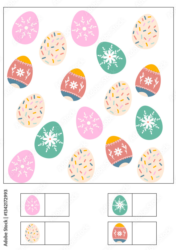 Easter or spring I spy game for kids. Searching and counting activities for preschool children. Printable for kindergarten Easter or spring I spy game for kids. Searching and counting activities for preschool children. Printable for kindergarten