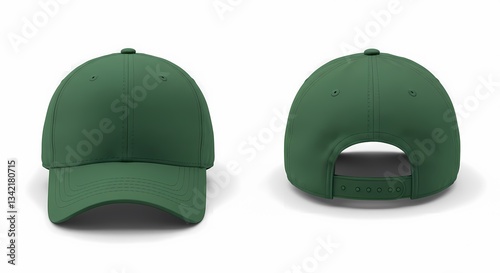 Green Baseball Cap Mockup: Front & Back View