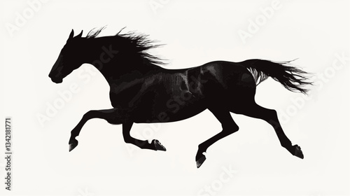 Wallpaper Mural Silhouette of a Galloping Horse: A striking silhouette captures the dynamic movement of a galloping horse. Torontodigital.ca