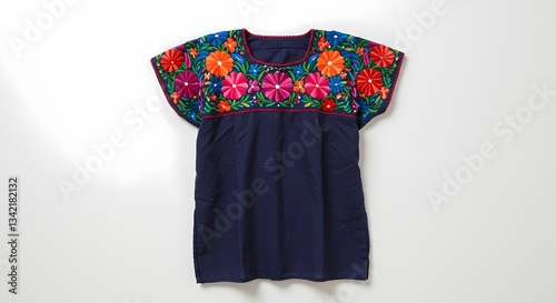 Embroidered Mexican Blouse: Colorful Folk Art photo