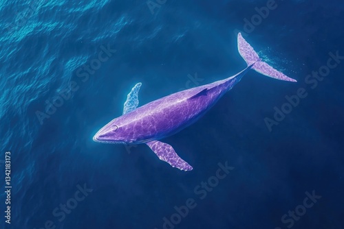 Majestic whale gliding gracefully through deep blue ocean waters