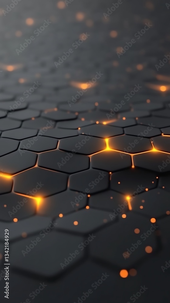 Obraz premium Abstract Hexagonal Grid with Luminous Points.