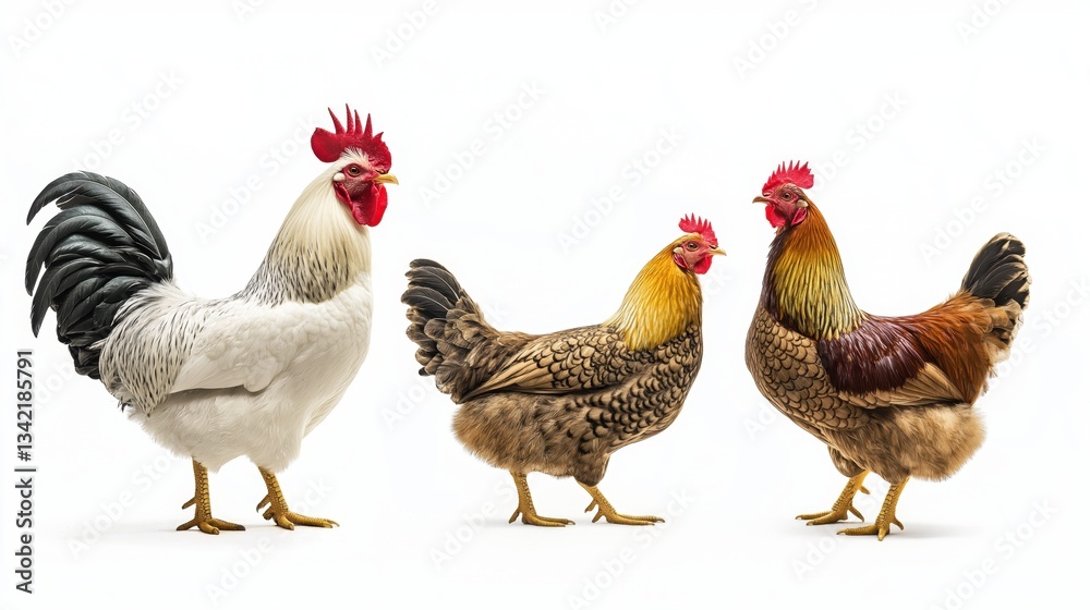 Fototapeta premium Various different types of chickens.