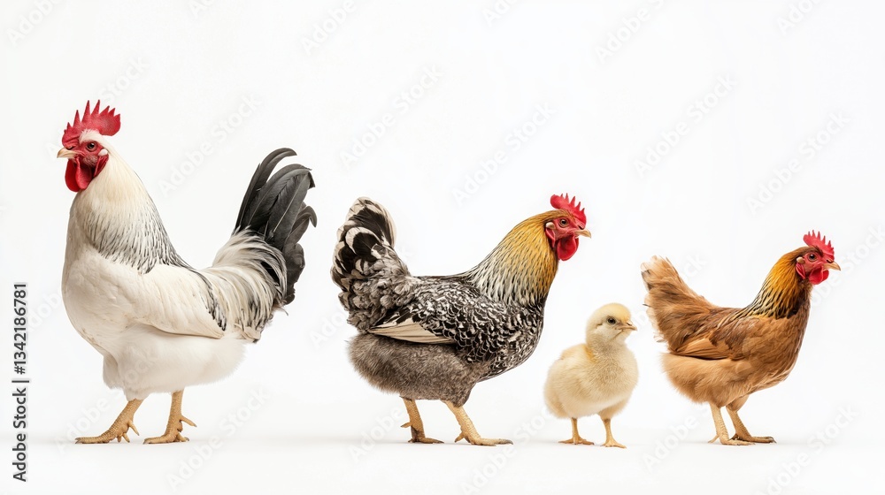 Fototapeta premium Various different types of chickens.