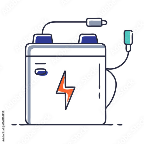 Aircraft battery vector icon with electric power symbol
