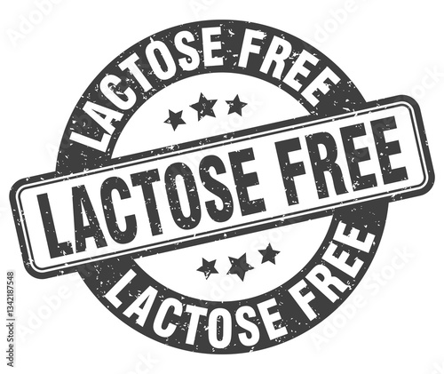lactose free stamp. lactose free label. round grunge sign