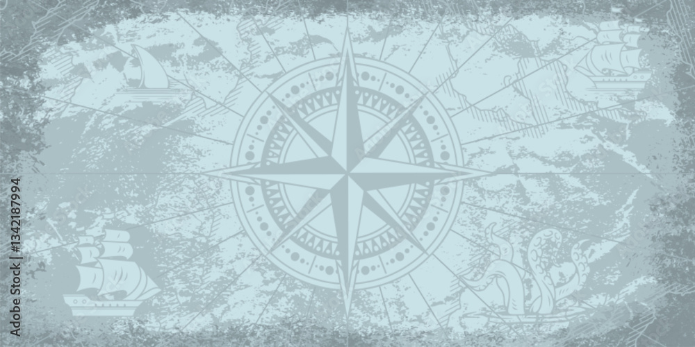 Fototapeta premium Nautical compass design on textured background