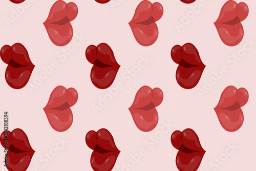 Pattern of hand drawn red lips