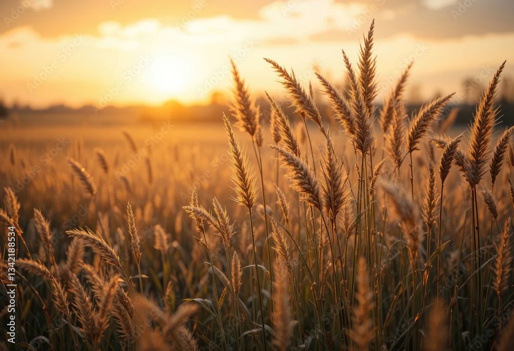 Golden Field of Grass at Sunset Nature Landscape Photography Golden Field of Grass at Sunset Nature Landscape Photography