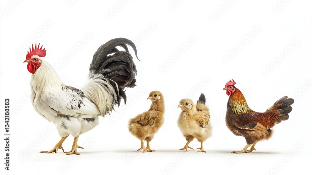 Fototapeta premium Various different types of chickens.