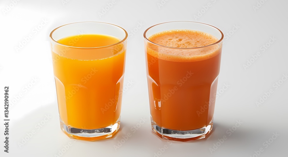 Fresh Orange and Carrot Juice Glasses Fresh Orange and Carrot Juice Glasses