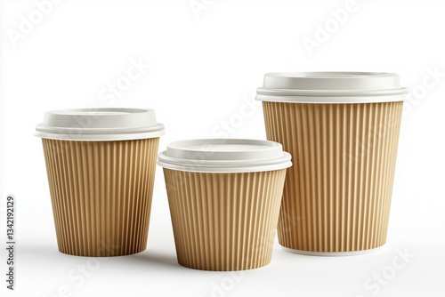 Wallpaper Mural Set of three blank takeout coffee cups in different sizes, isolated on white. PNG transparent. Torontodigital.ca