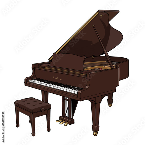 piano, grand piano, isolated grand piano, piano and music notes, grand piano and music notes, grand piano keys