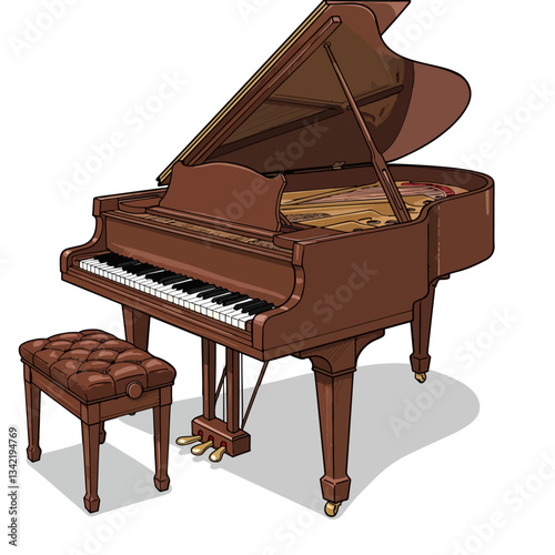 piano, grand piano, isolated grand piano, piano and music notes, grand piano and music notes, grand piano keys