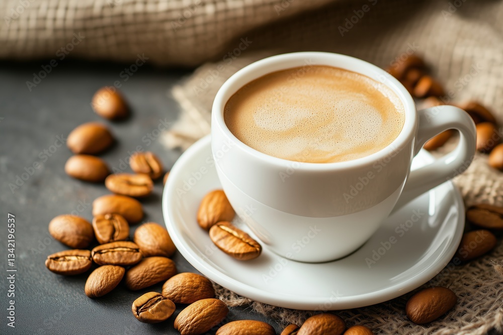 Fototapeta premium White paper coffee cup mockup template for cafes. Concept of coffee with almond milk