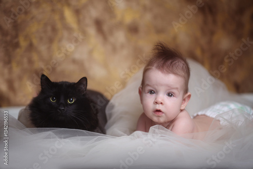 Baby and cat