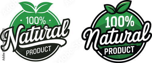 100% Natural Product Badge logo, Eco-Friendly Organic Label Design