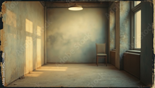 An old photograph studio in 1950s Paris, softly illuminated by warm light.