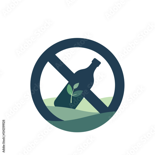Plastic Free Logo. A modern vector icon symbolizing eco-consciousness, minimalistic design