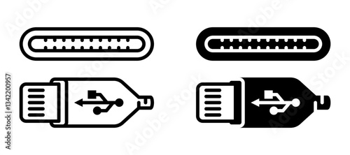 usb icon set flat vecktor trendy popular simple