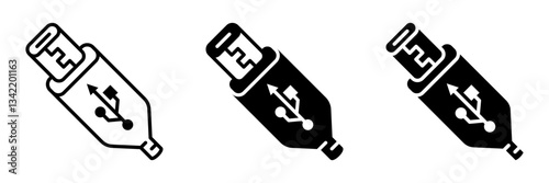 usb icon set flat vecktor trendy popular simple