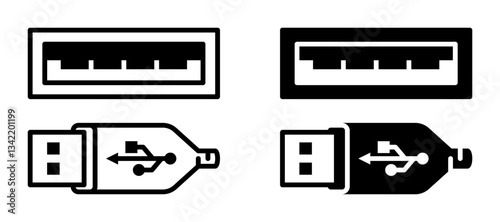 usb icon set flat vecktor trendy popular simple