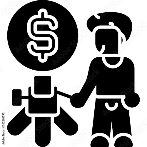 Paid Cameraman Icon Vector Element