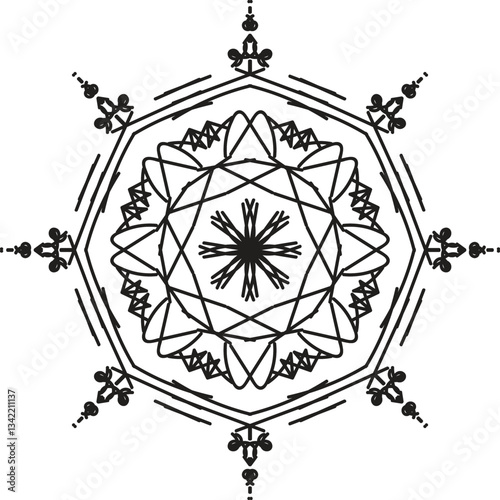 Different Mandal Design Create With Combined Color Black and White  