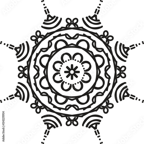 Different Mandal Design Create With Combined Color Black and White  