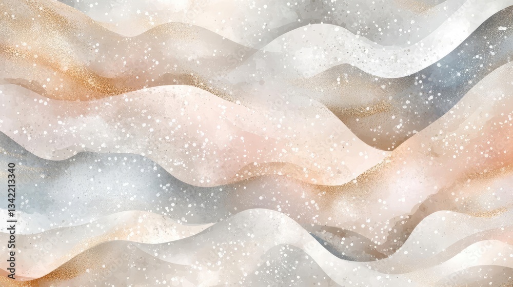Obraz premium Abstract Watercolor Wave Background With Pastel Colors And Gold Glitter Effects. Image Has No Defects. No Animals. No Faces Or Hands. Image Has No Defects. No Brands. No Names. No Watermarks