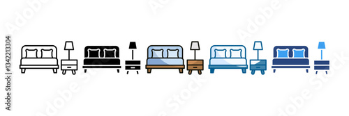 Cuadro en lienzo Bedroom Icon Set Multiple Style Collection