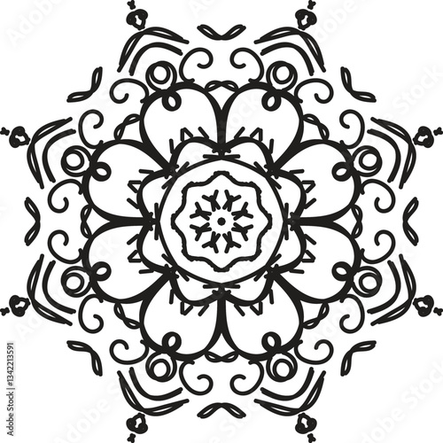 Different Mandal Design Create With Combined Color Black and White  