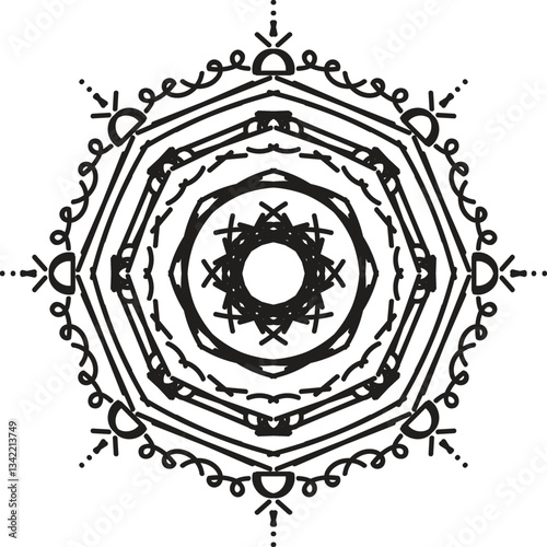 Different Mandal Design Create With Combined Color Black and White  