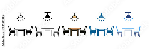 Dining Room Icon Set Multiple Style Collection