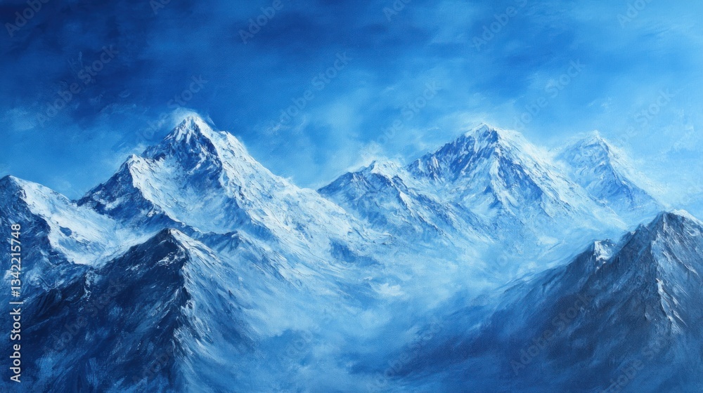Majestic snow-capped mountains under a bright blue sky paint a serene landscape Majestic snow-capped mountains under a bright blue sky paint a serene landscape