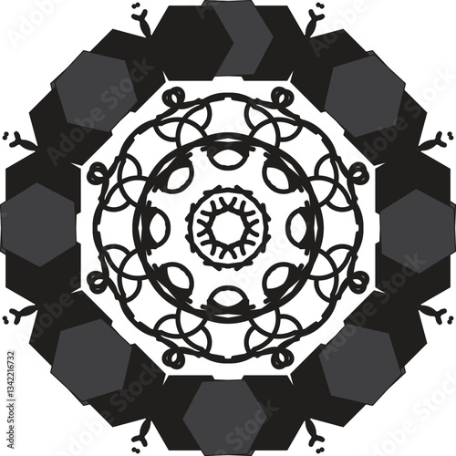 Different Mandal Design Create With Combined Color Black and White  