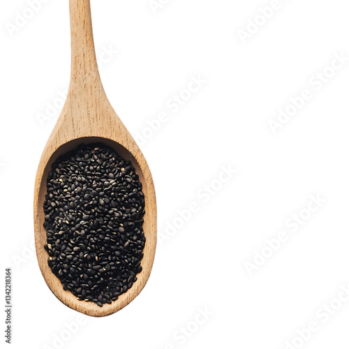 Black Seeds on Wooden Spoon