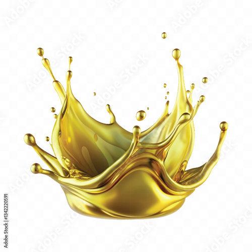 Abstract 3d olive or engine oil and cosmetic serum liquid splash isolated on white background