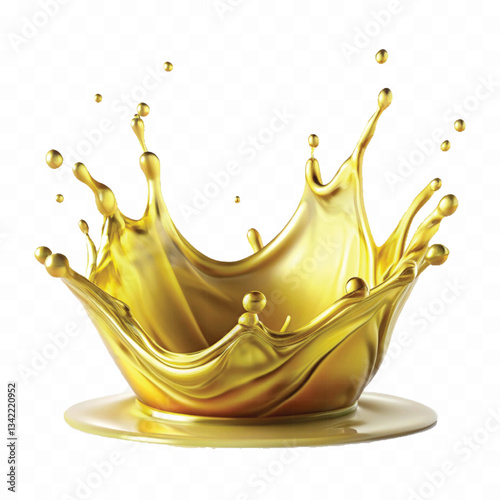 Abstract 3d olive or engine oil and cosmetic serum liquid splash isolated on white background