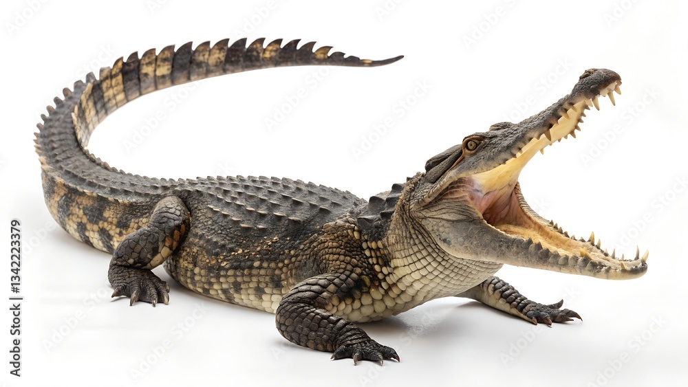 Naklejka premium Close-Up of a Crocodile with Open Mouth