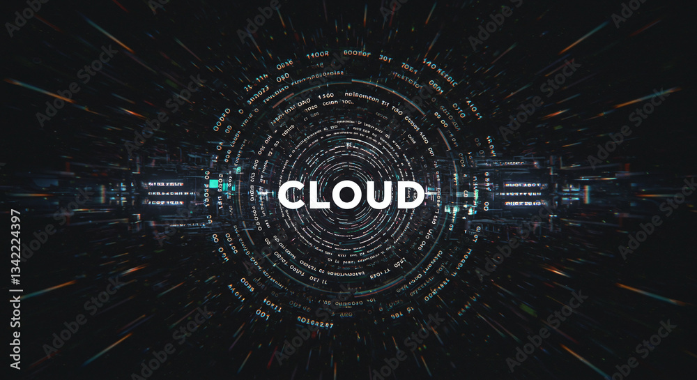 Obraz premium Cloud Computing: A modern, digital image featuring the word 